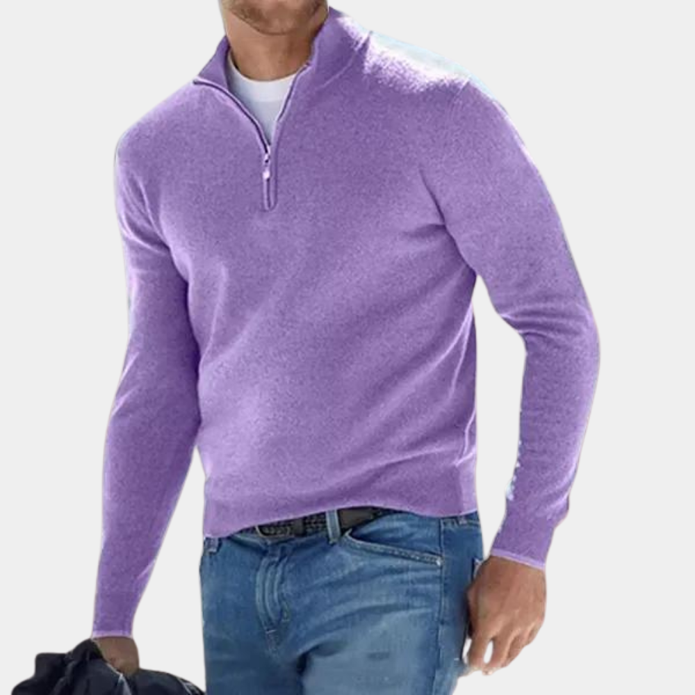 Enkel sweatshirt med halv lynlås til mænd