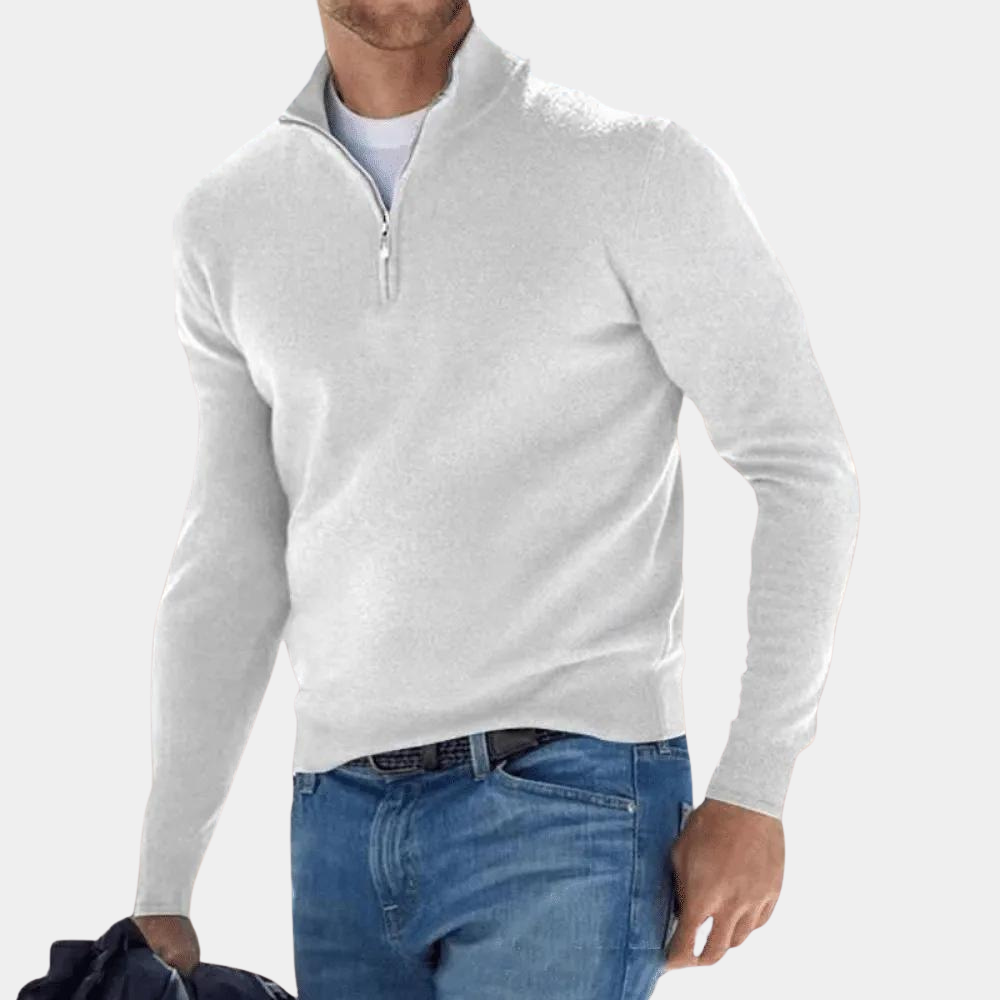 Enkel sweatshirt med halv lynlås til mænd