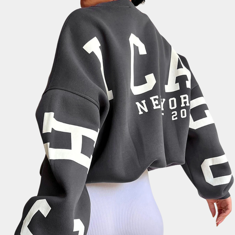Tyk sweater med Chicago Print