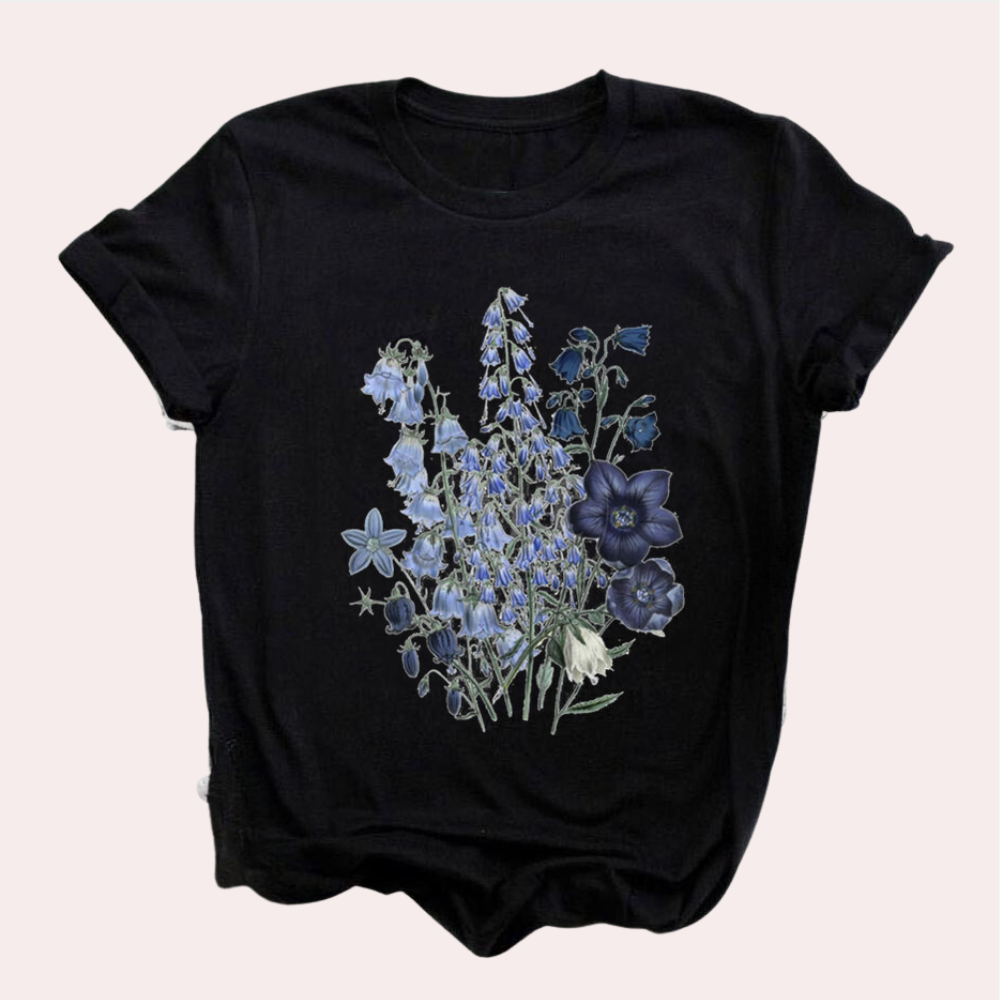 T-shirt til kvinder med dekorativt tryk til kvinder