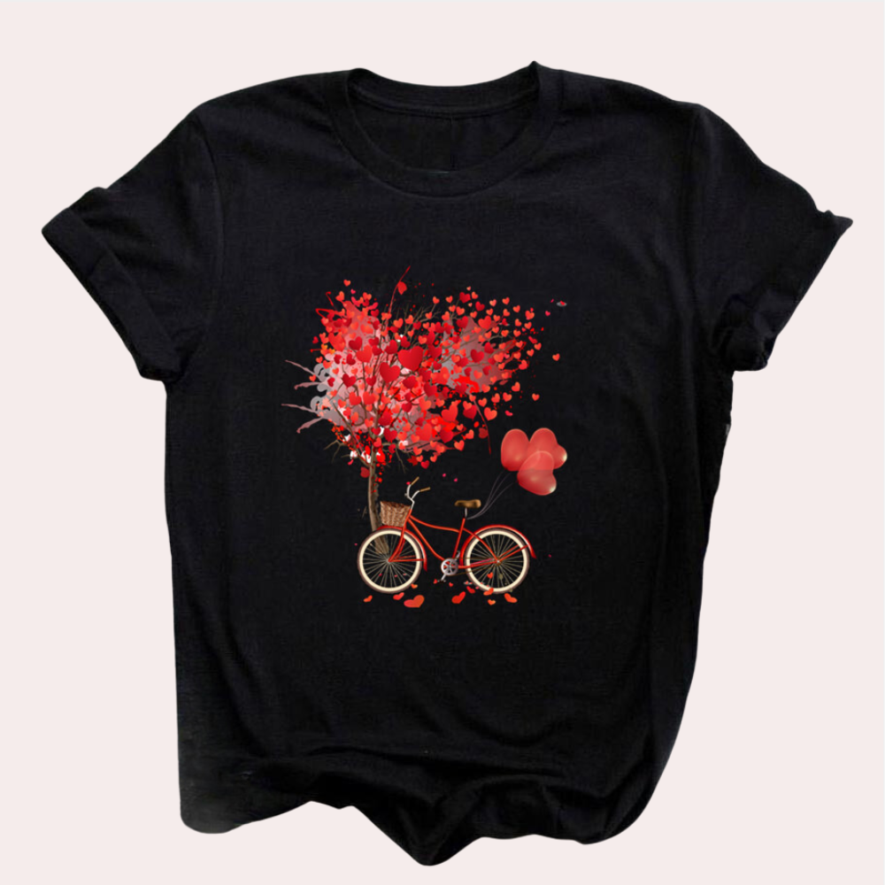 T-shirt til kvinder med dekorativt tryk til kvinder