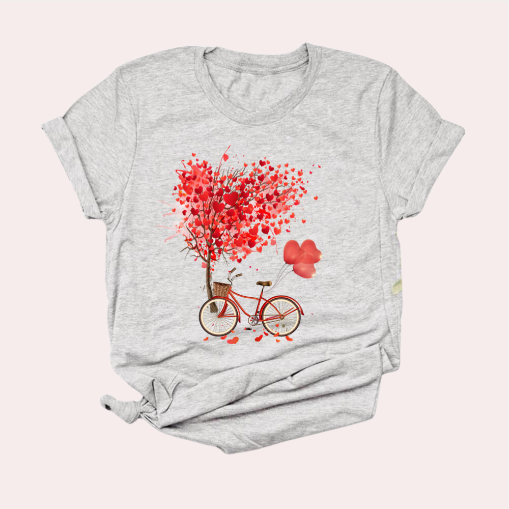 T-shirt til kvinder med dekorativt tryk til kvinder