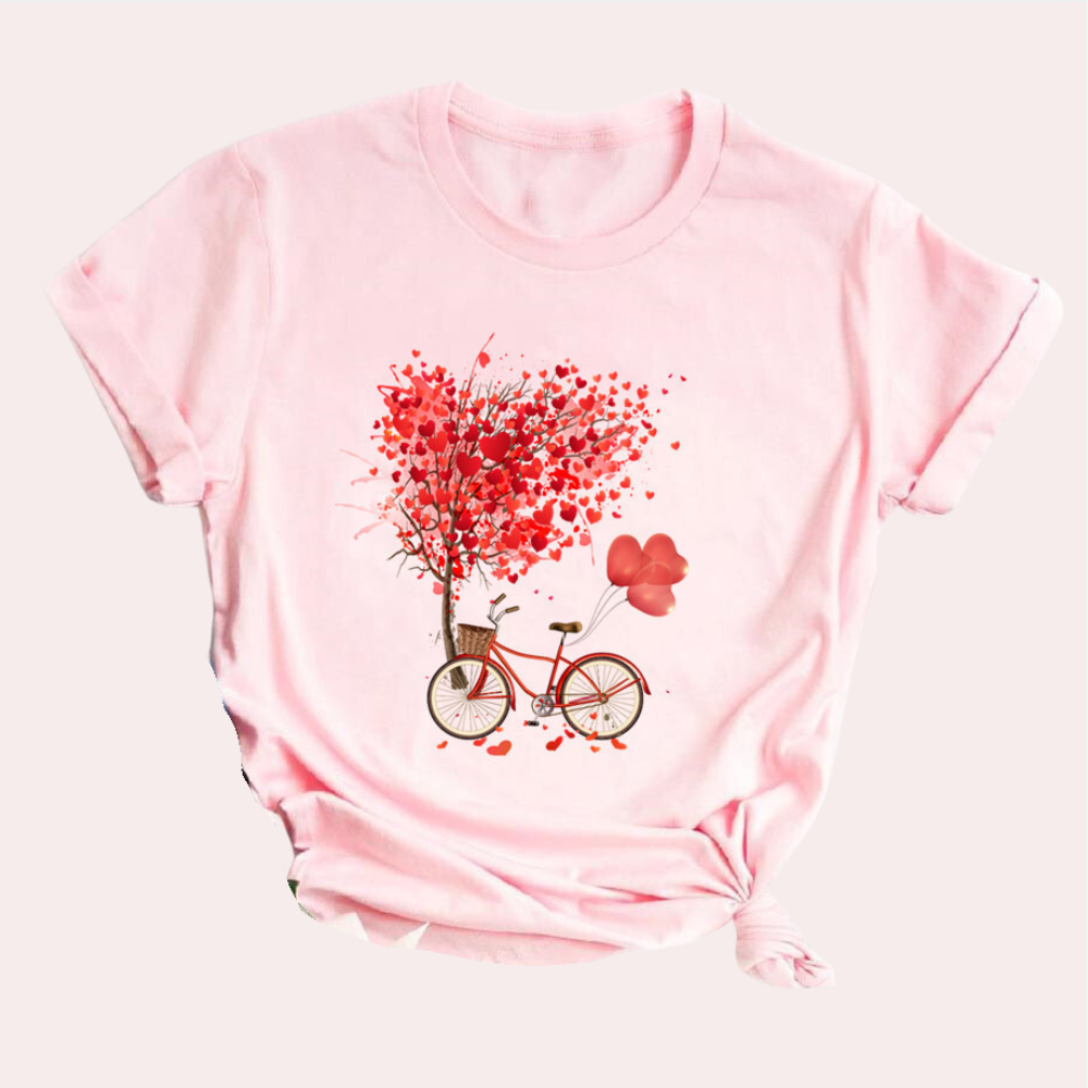T-shirt til kvinder med dekorativt tryk til kvinder