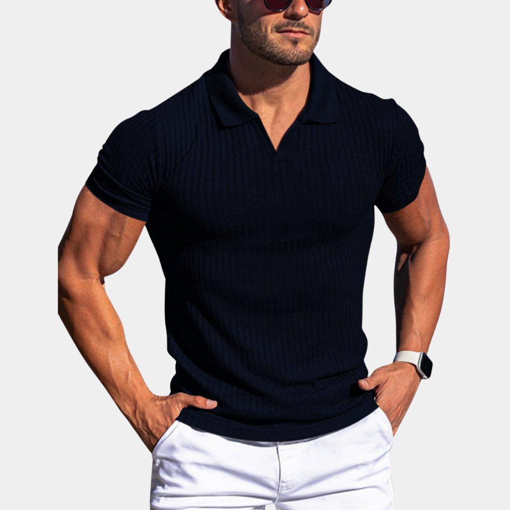 Poloshirt med lodrette linjer til mænd
