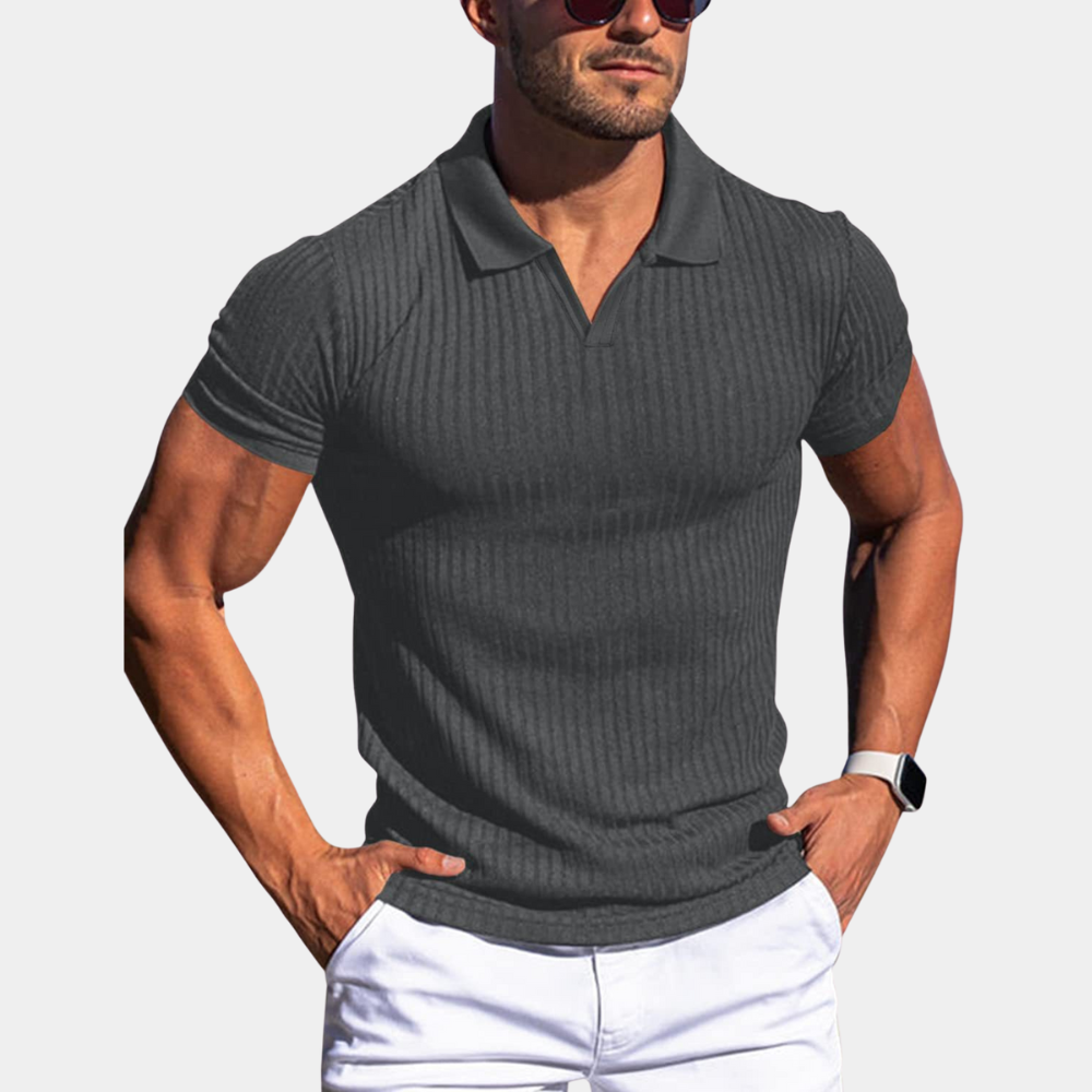 Poloshirt med lodrette linjer til mænd