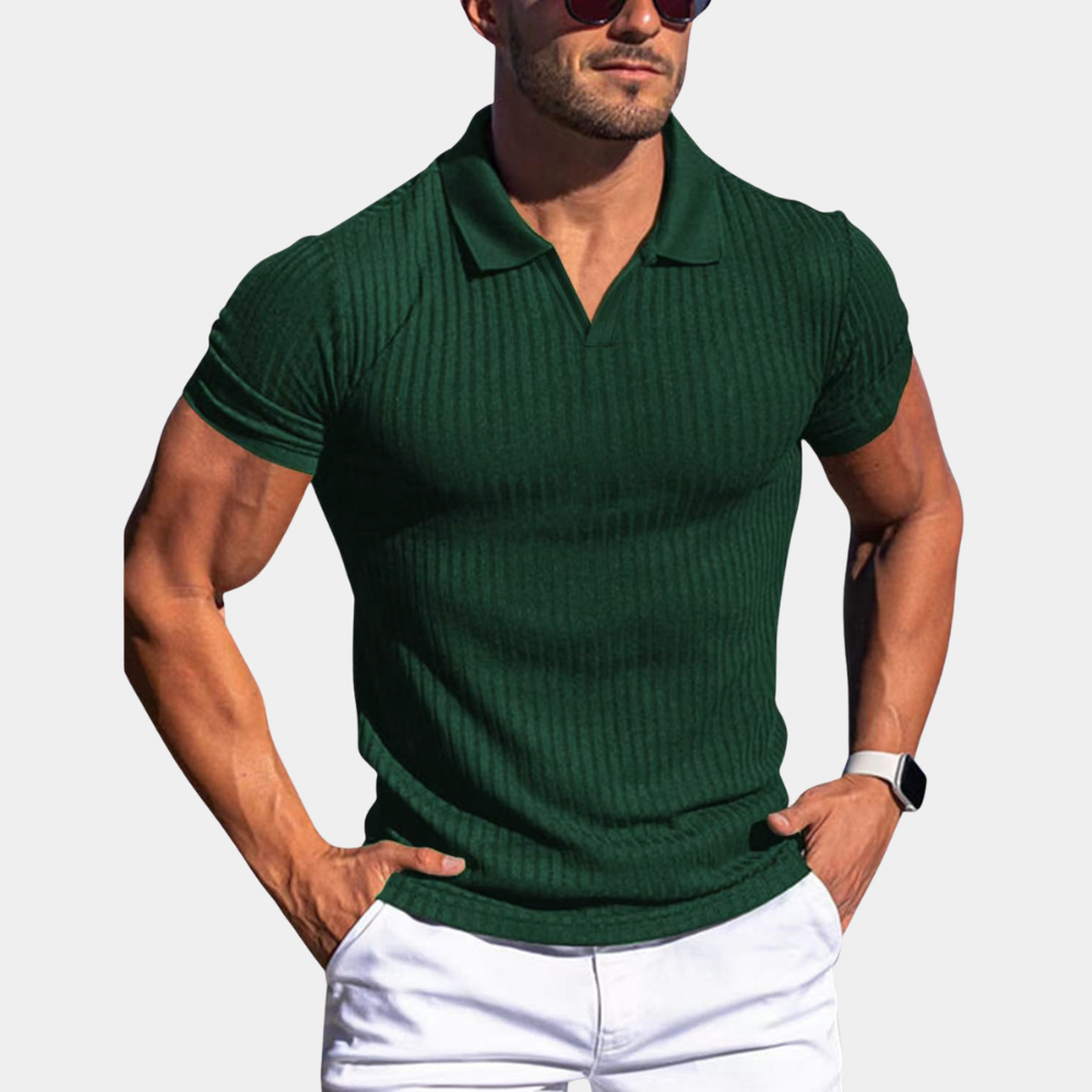 Poloshirt med lodrette linjer til mænd
