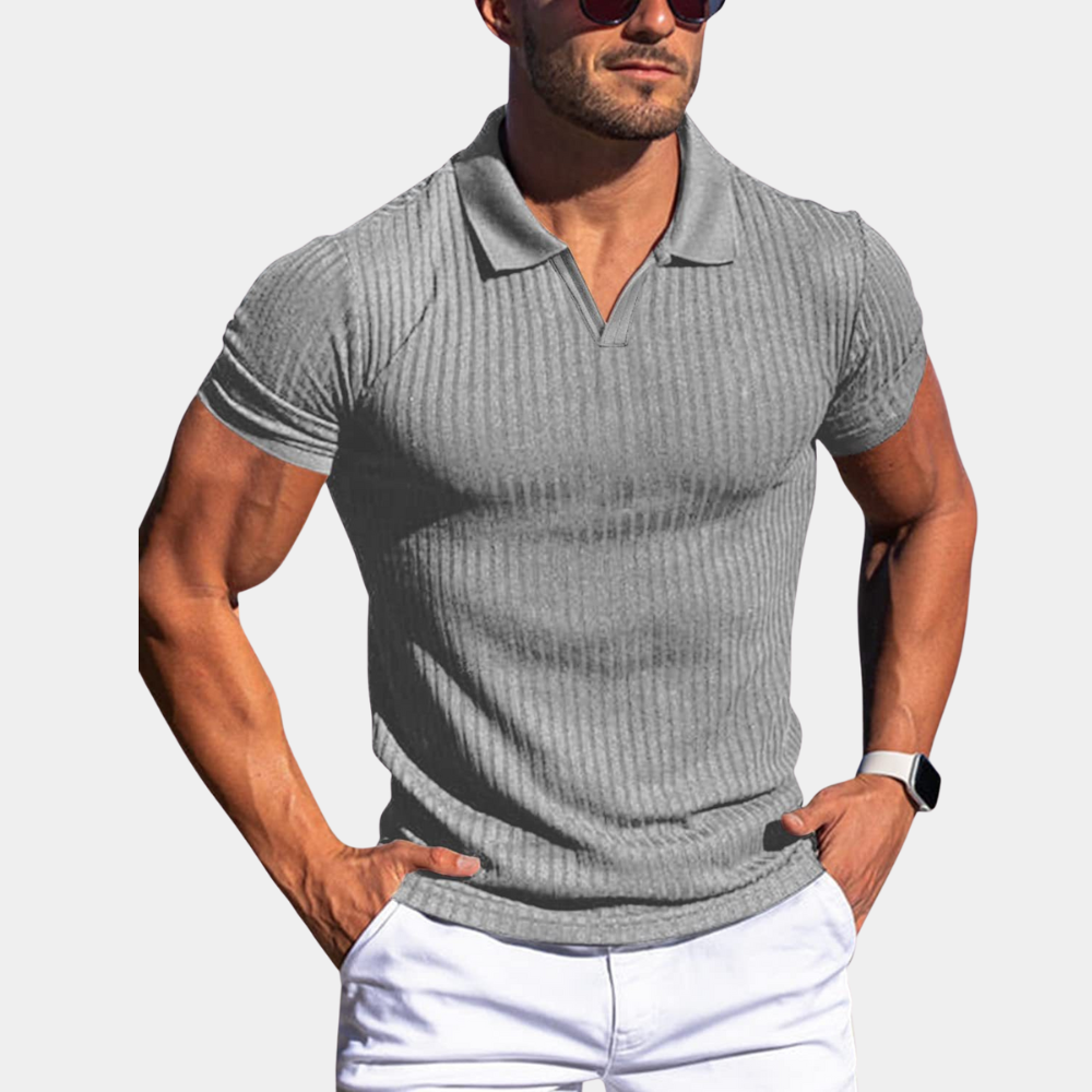 Poloshirt med lodrette linjer til mænd
