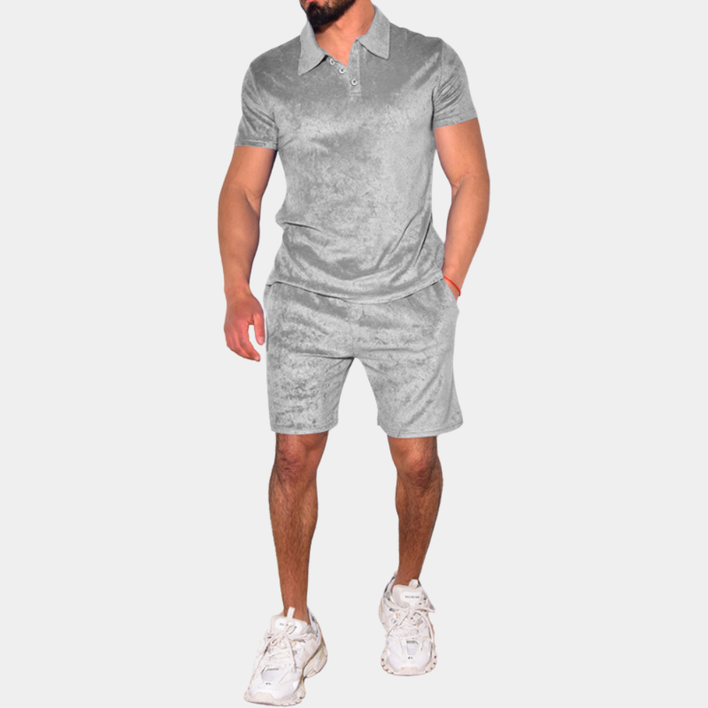 Casual sæt med poloshirt og shorts til mænd