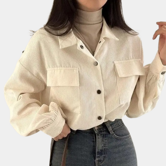 Vintage Crop-jakke i fløjl til kvinder