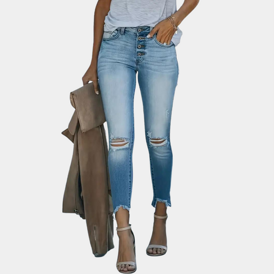 Revne jeans til kvinder med knapper