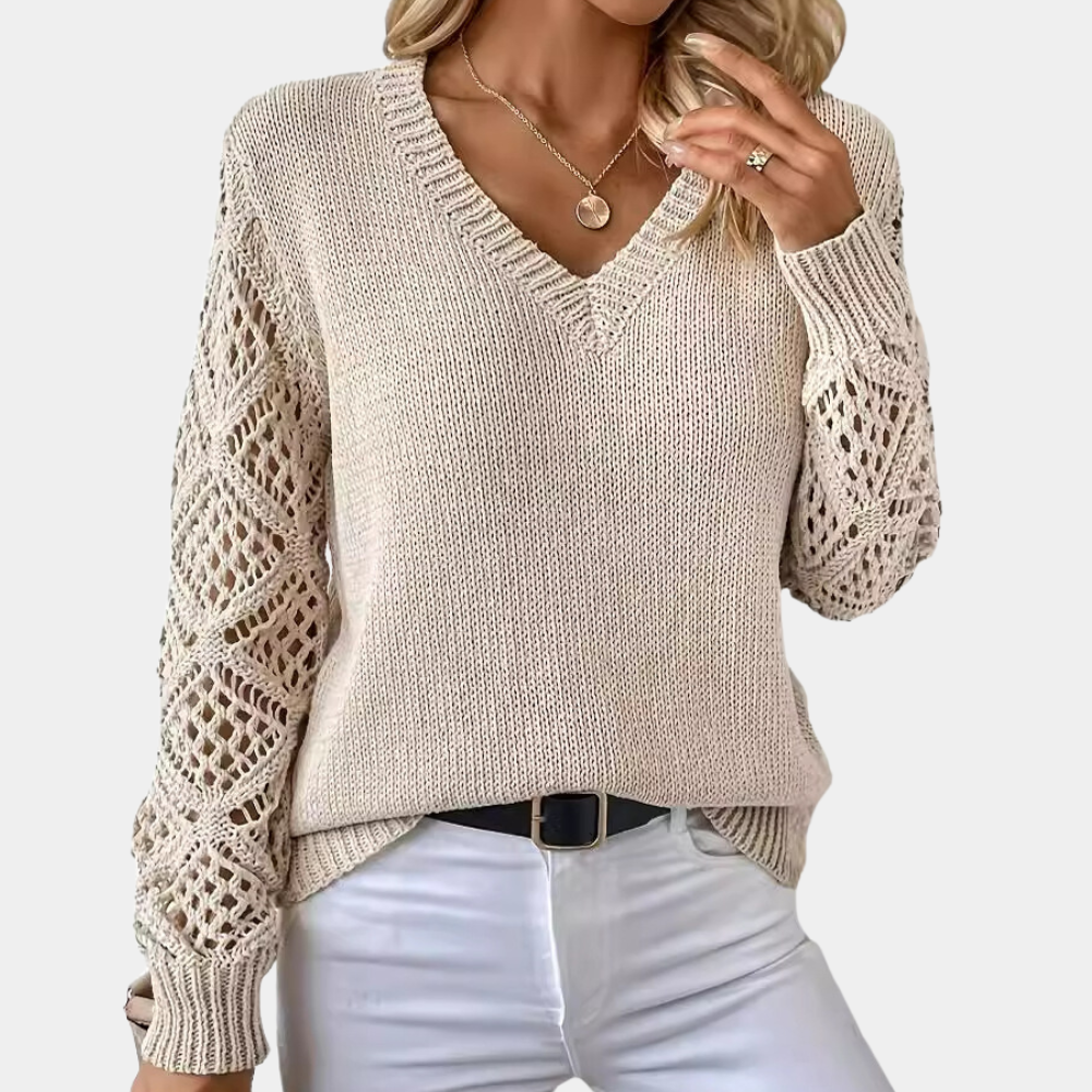 Sweater med blondeærmer til kvinder