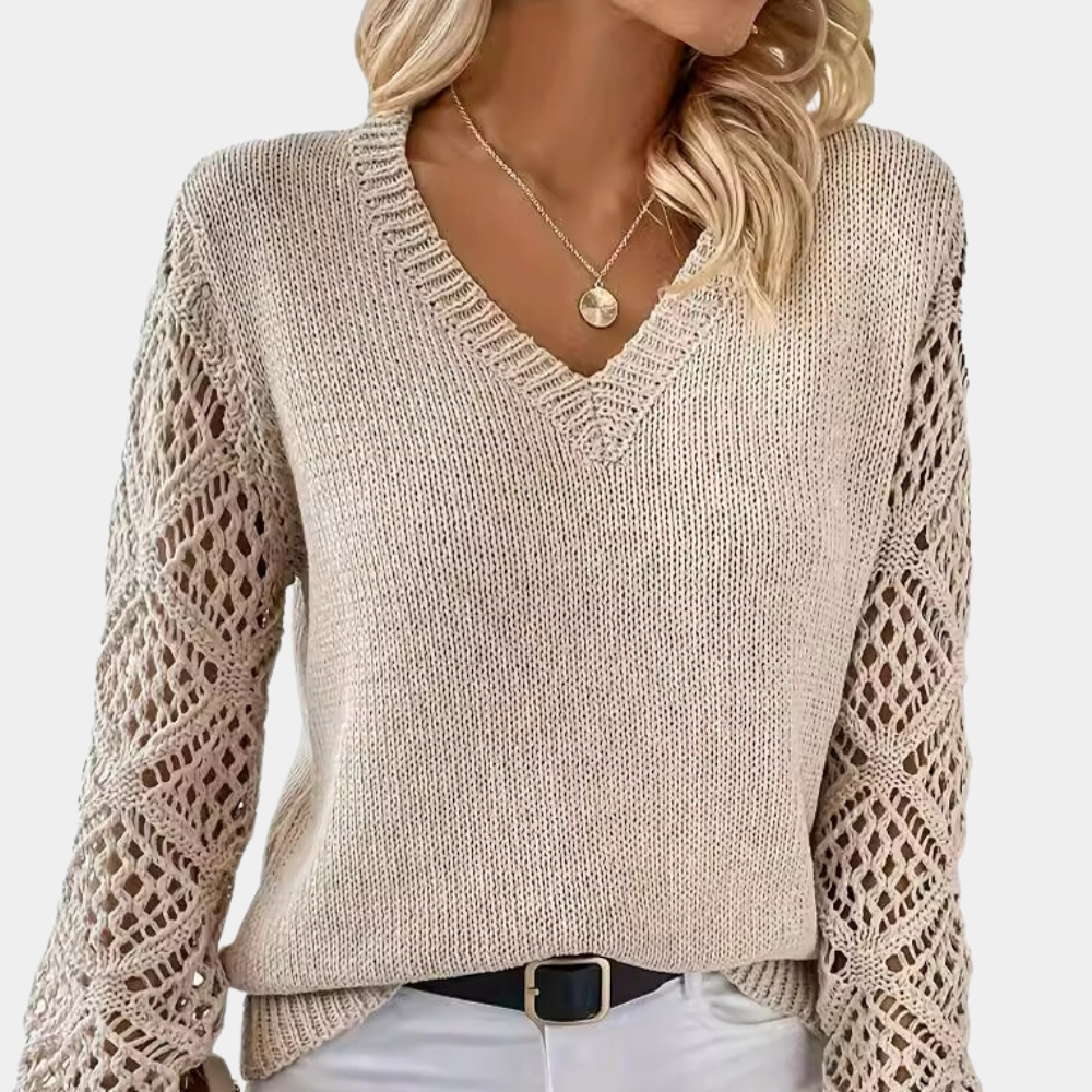 Sweater med blondeærmer til kvinder