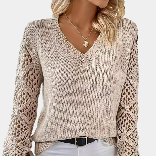 Sweater med blondeærmer til kvinder
