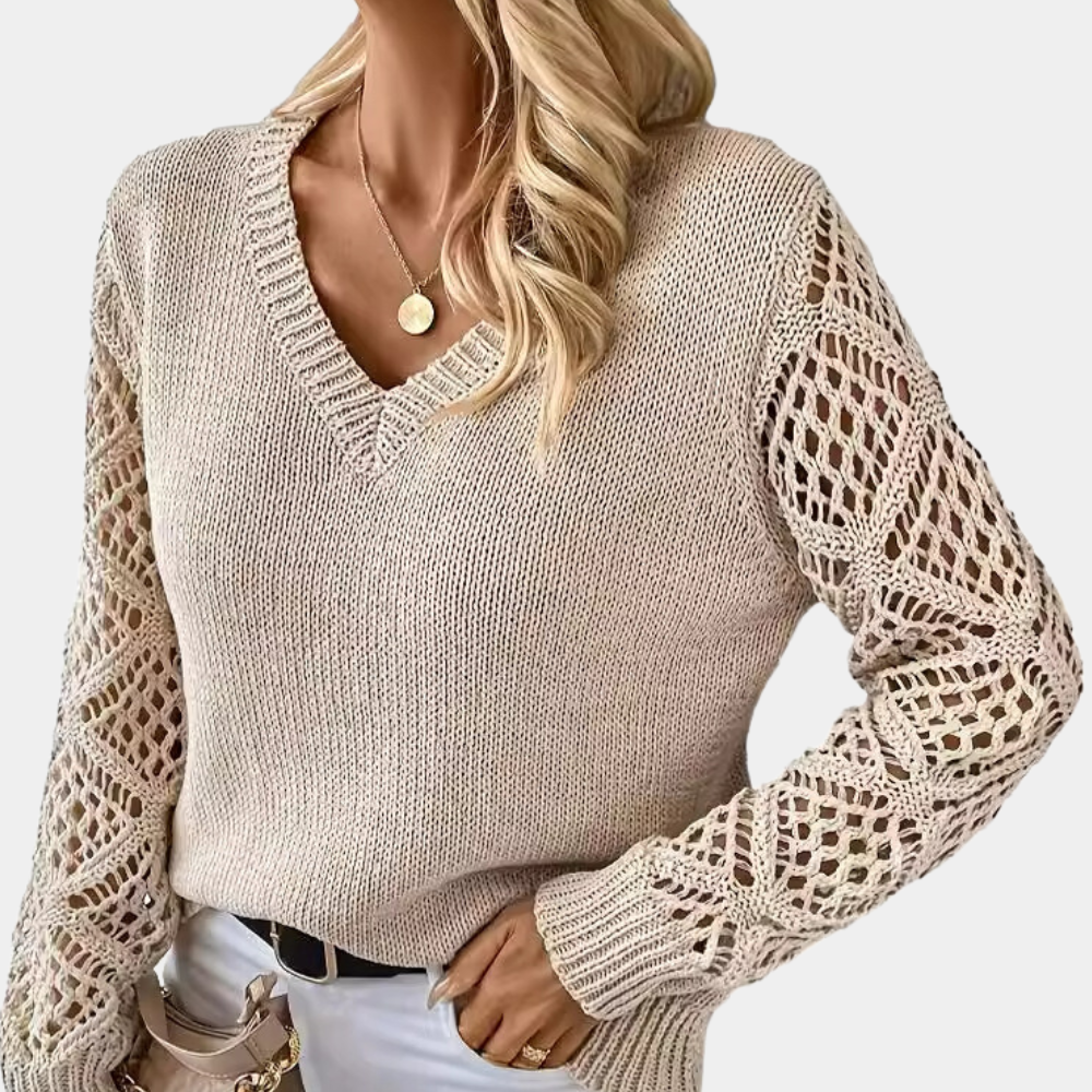 Sweater med blondeærmer til kvinder