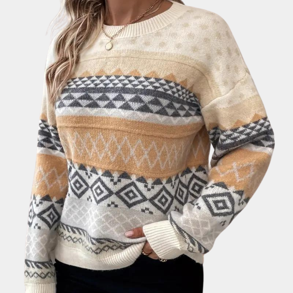 Langærmet sweater med rund hals