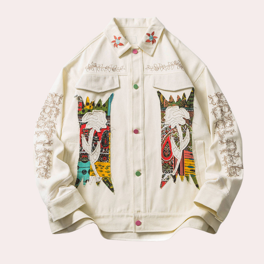 Jakke med blomsterbroderi