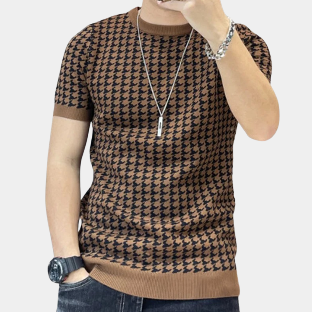 Ternet strikket T-shirt til mænd