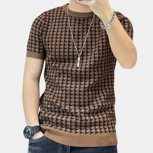 Ternet strikket T-shirt til mænd