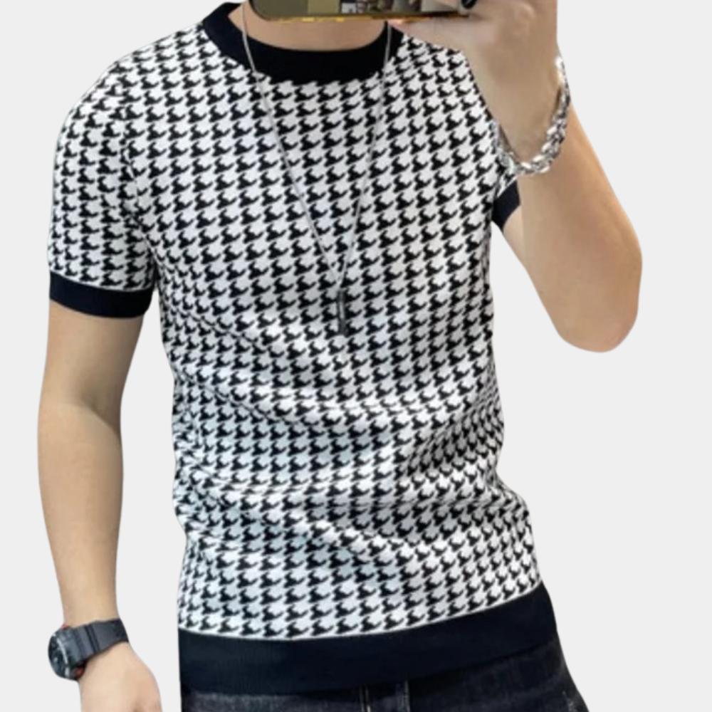 Ternet strikket T-shirt til mænd
