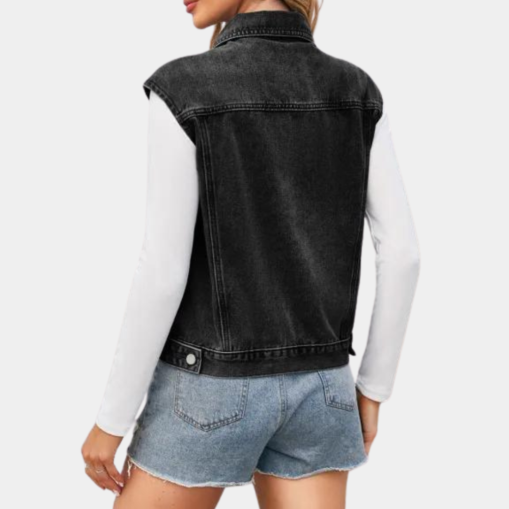 Denimvest i klassisk stil til gaden