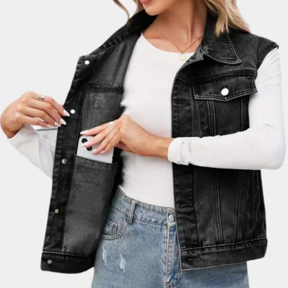 Denimvest i klassisk stil til gaden