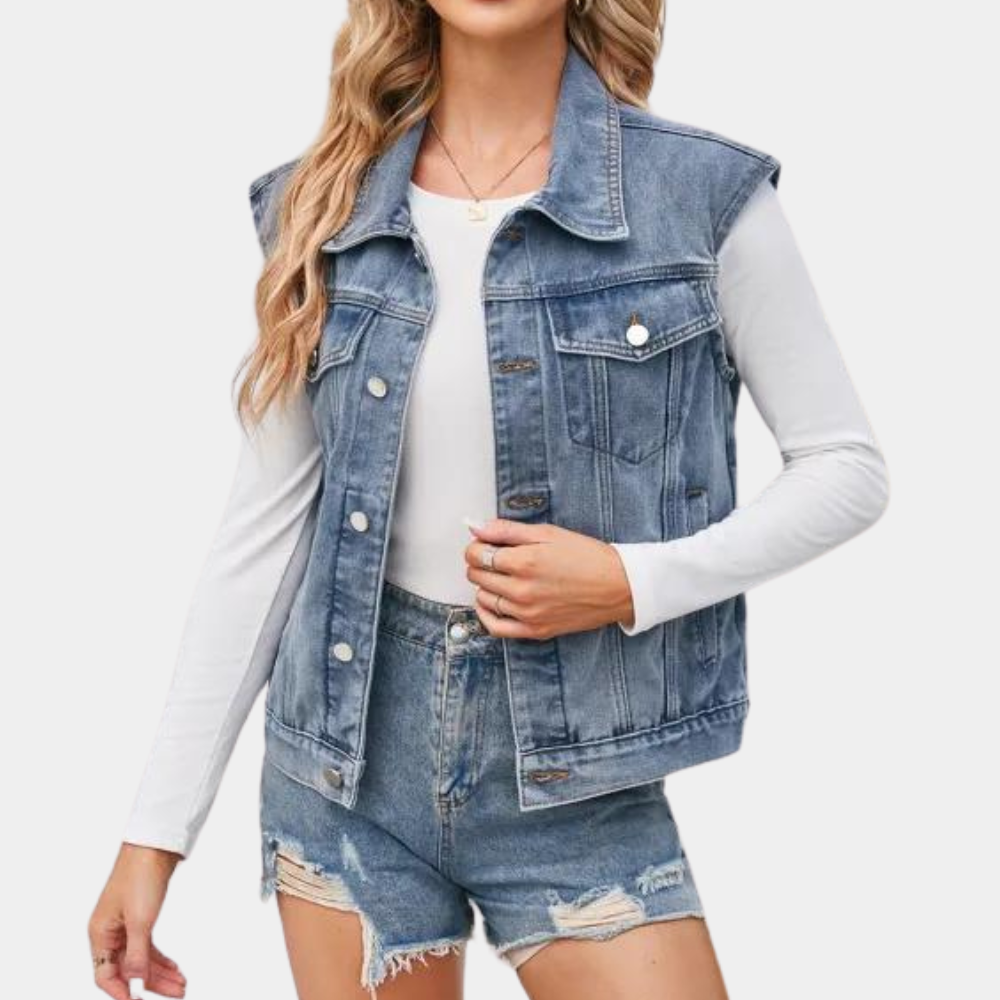 Denimvest i klassisk stil til gaden