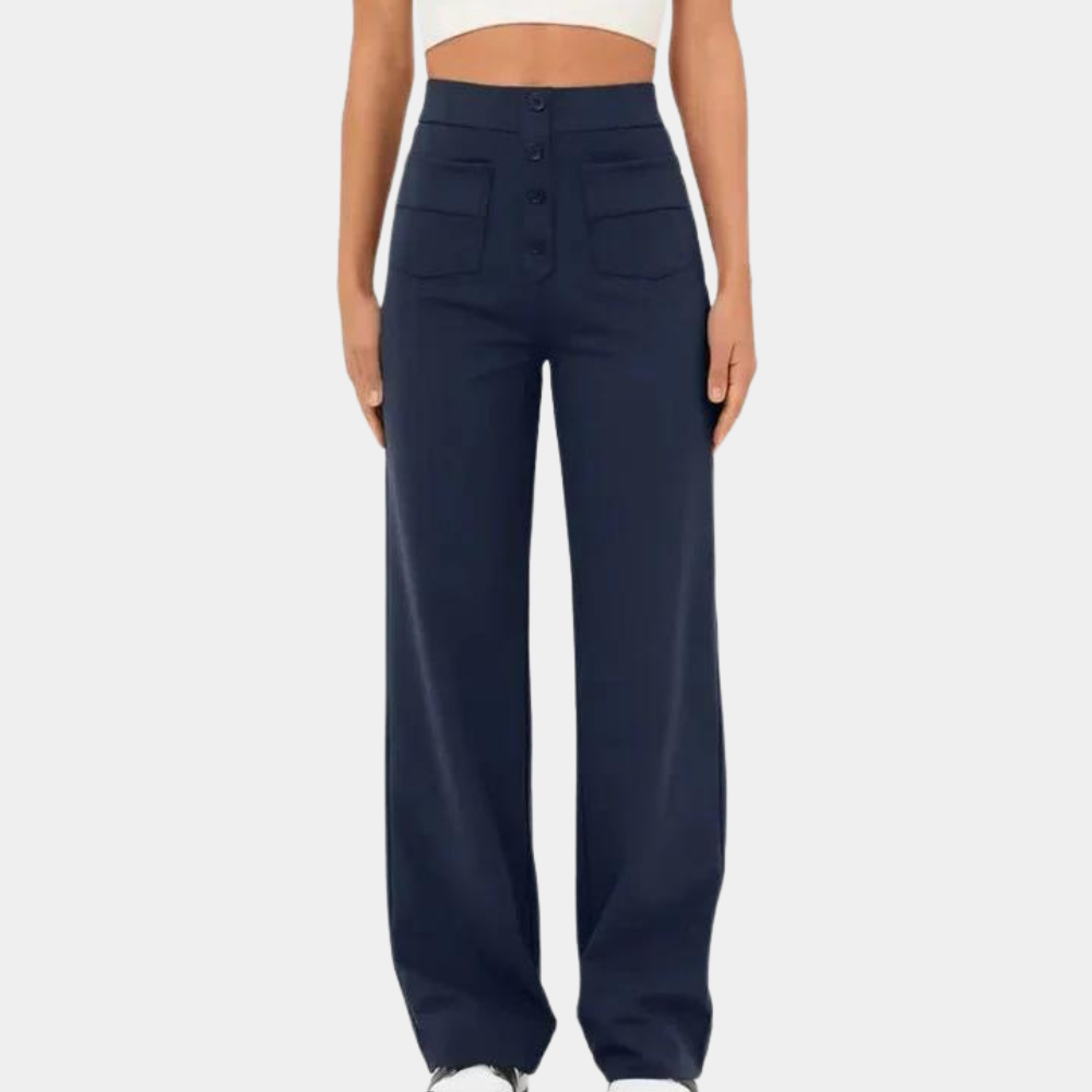 Casual stretch-bukser med høj talje