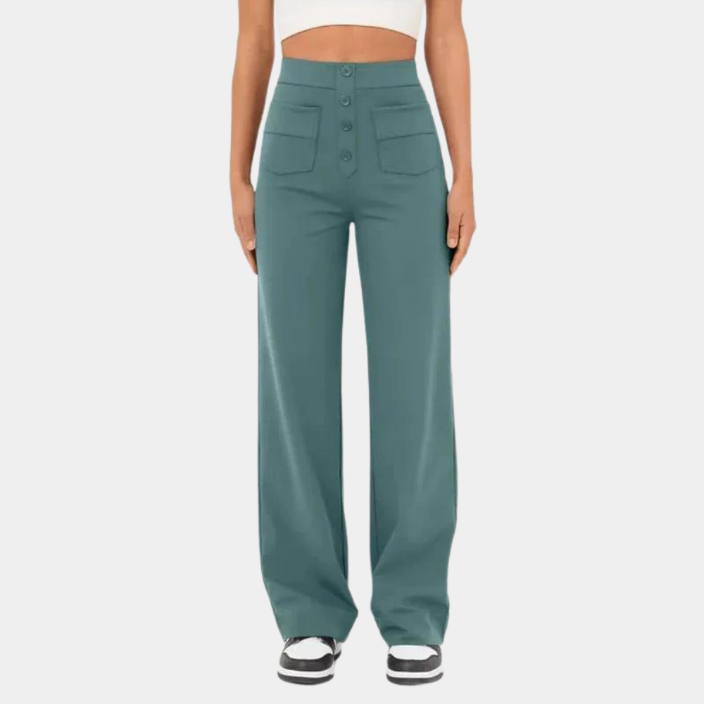 Casual stretch-bukser med høj talje