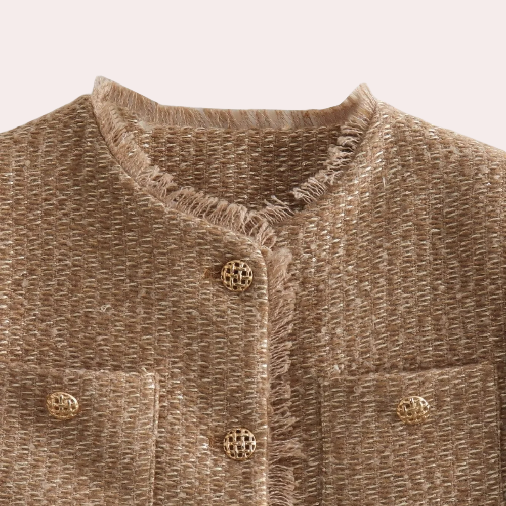 Tekstureret tweed-jakke med knapper