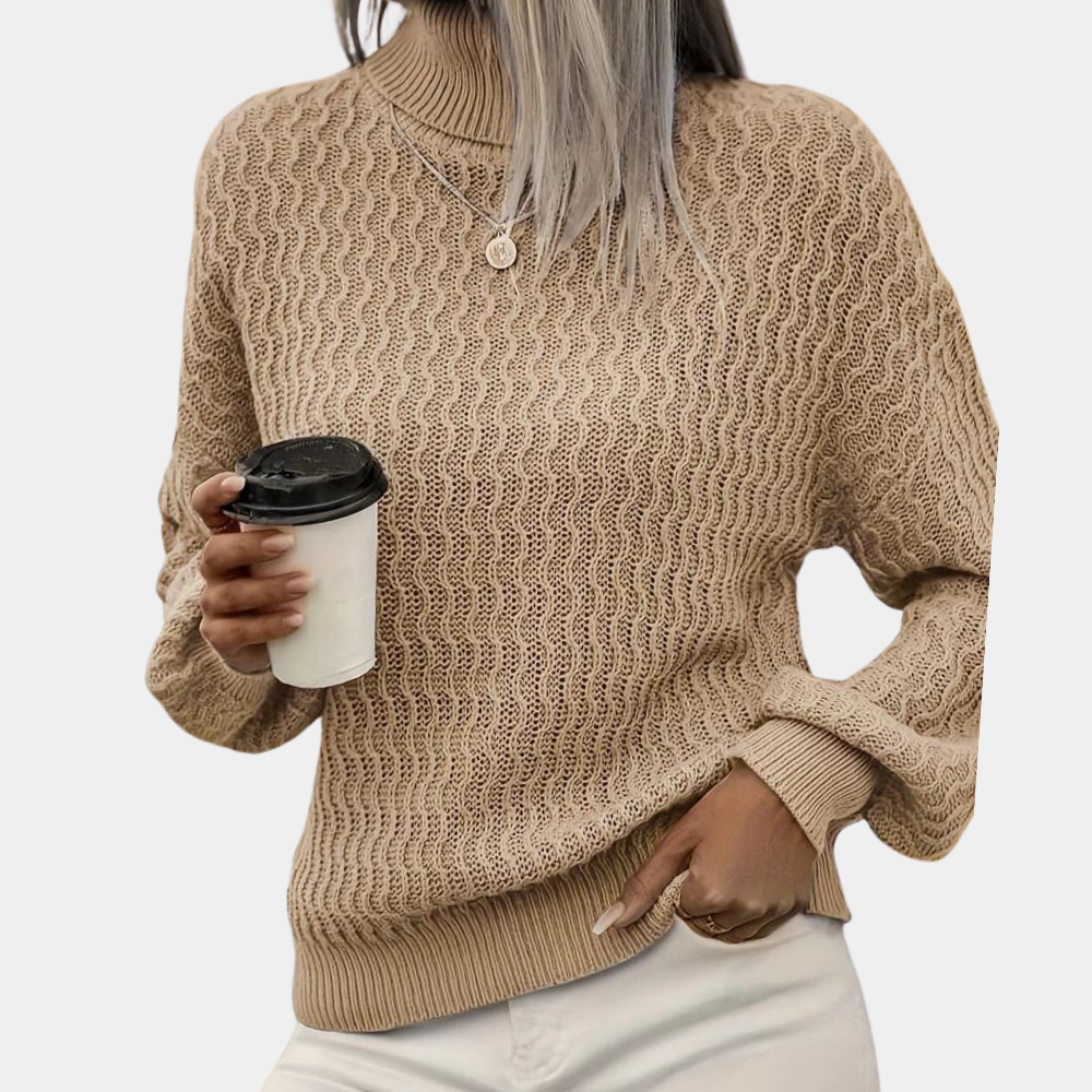 Ribbet strikket sweater til kvinder