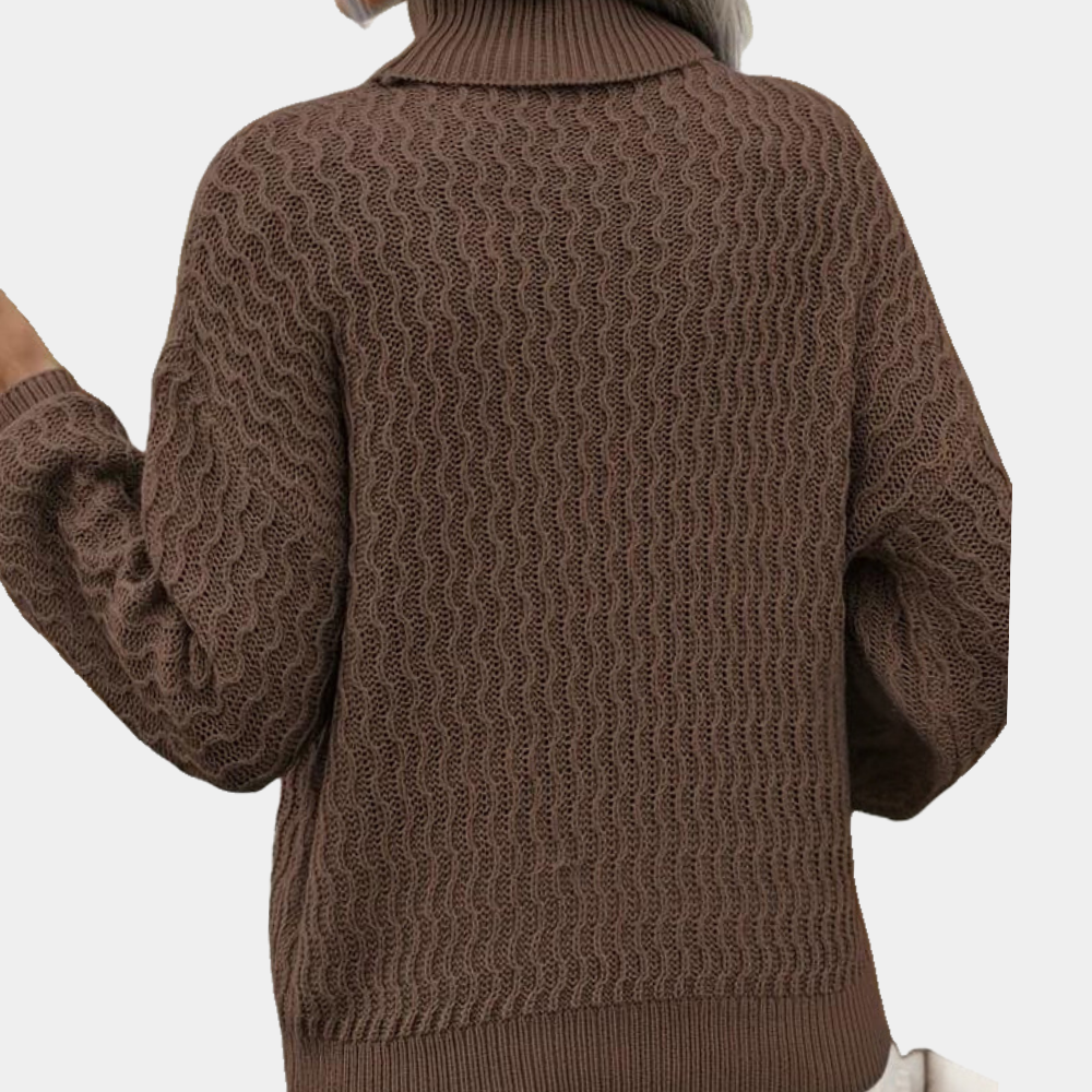 Ribbet strikket sweater til kvinder