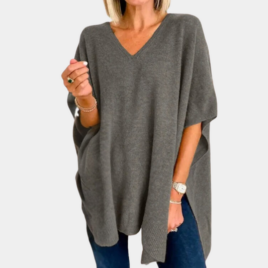 Strikket sweater med flagermusærmer