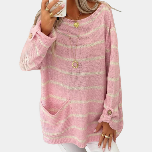 Neonfarvet stribet sweater