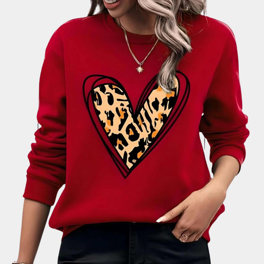 Langærmet sweater med hjertemotiv