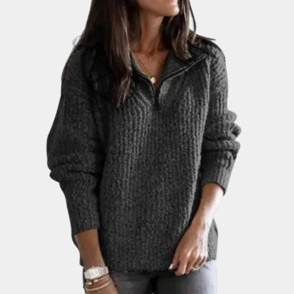 Chic Comfort Sweater med halv lynlås til kvinder