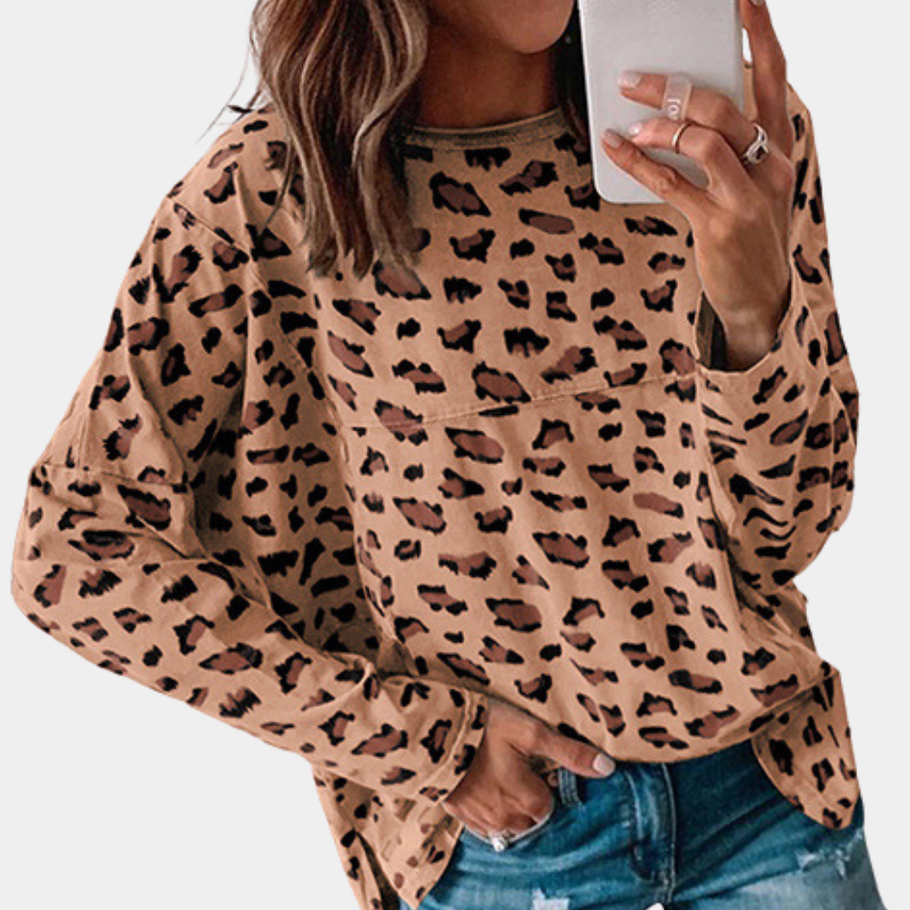 Overdimensioneret sweatshirt med leopardprint