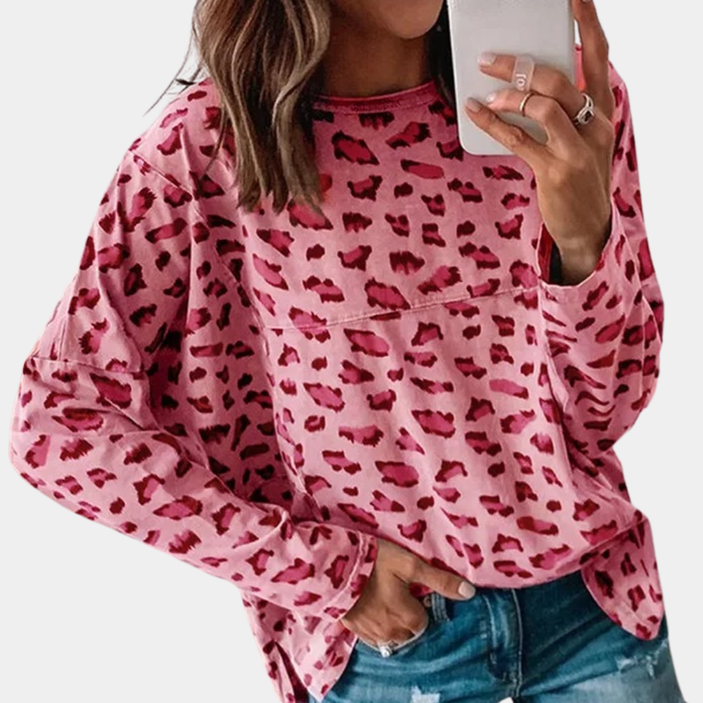 Overdimensioneret sweatshirt med leopardprint