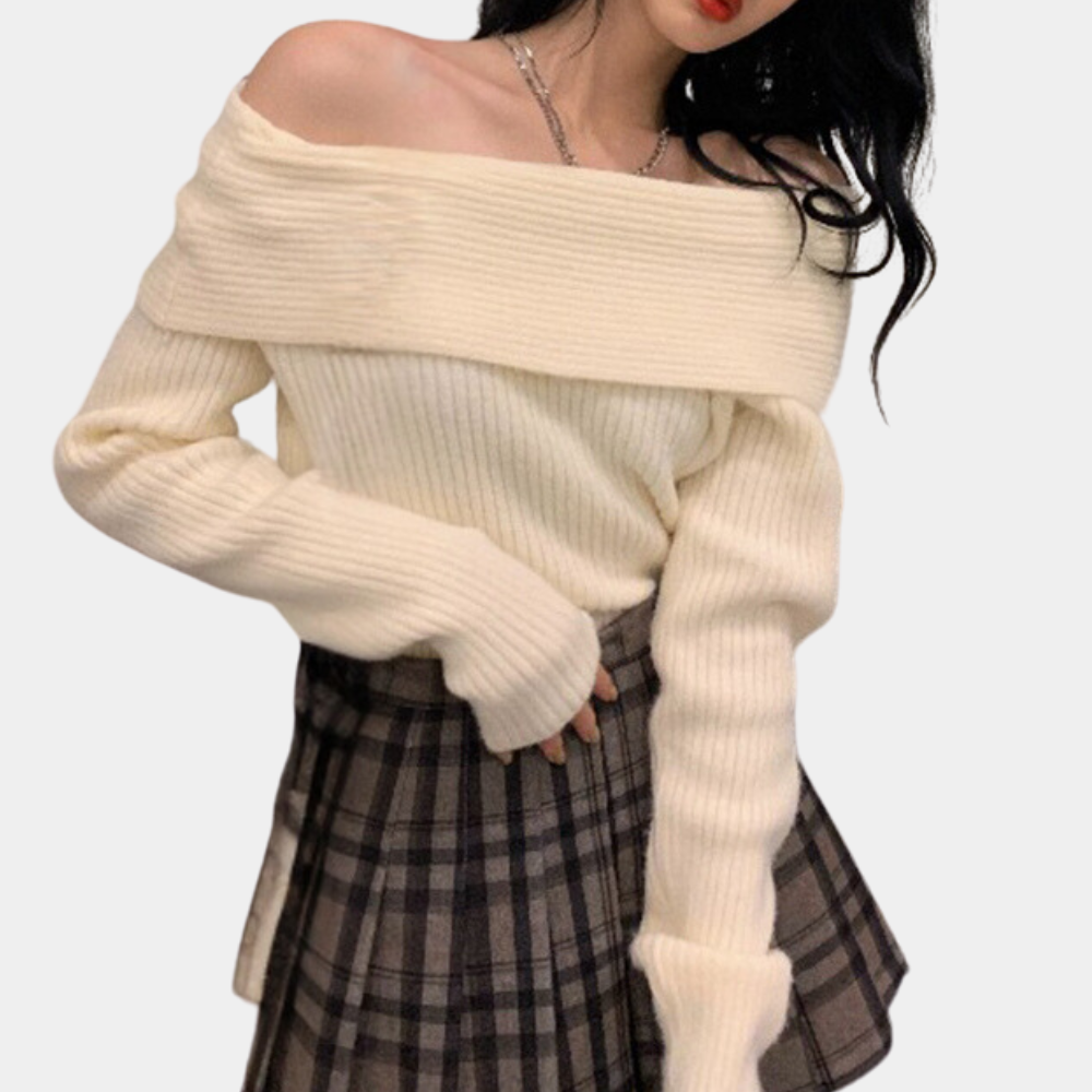Strikket sweater uden skuldre