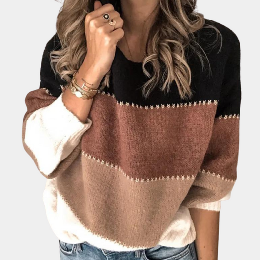 Jordfarvet sweater med stingdetaljer