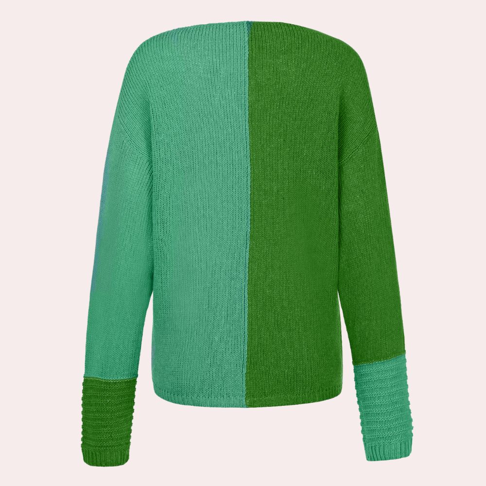 Halvfarvet langærmet sweater