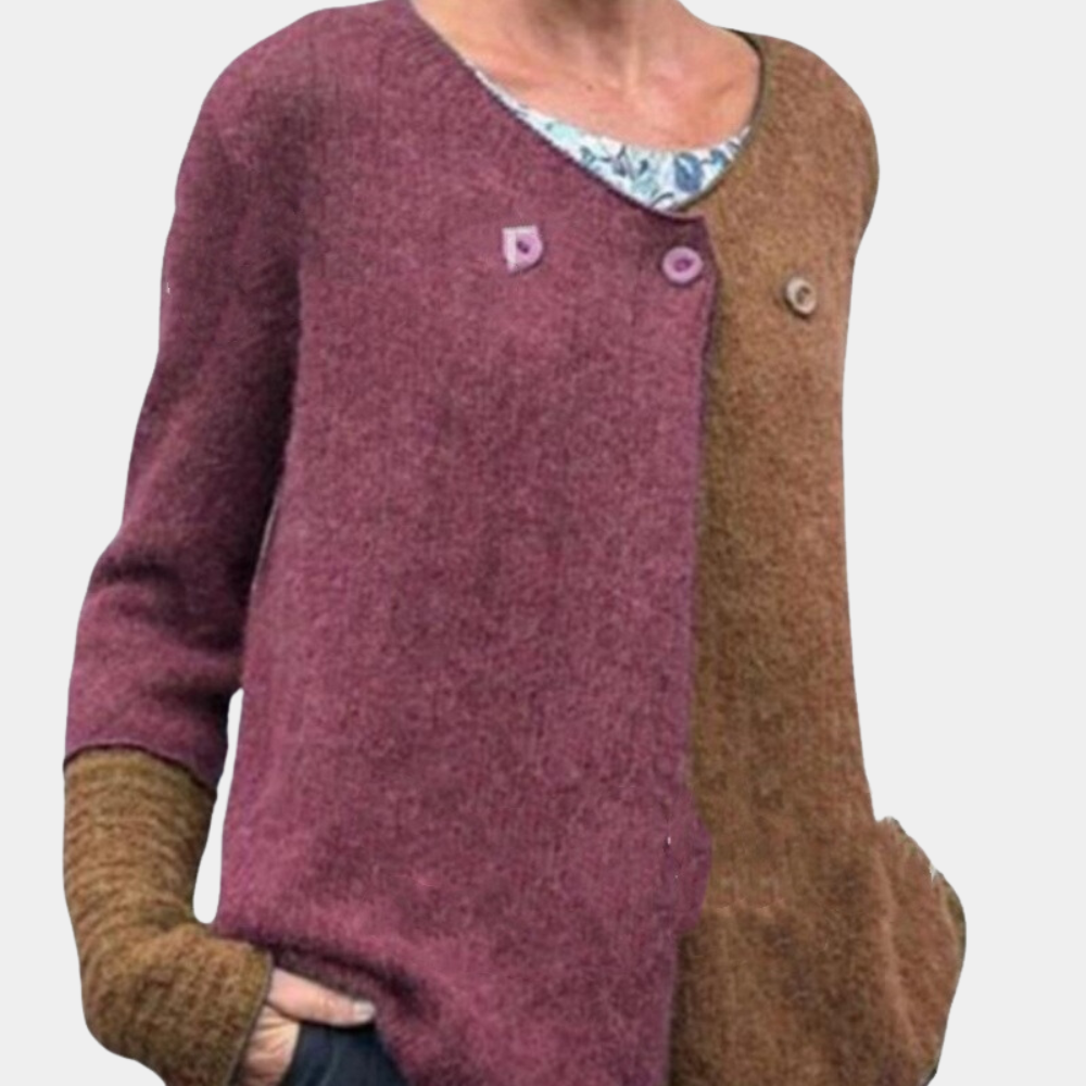 Halvfarvet langærmet sweater