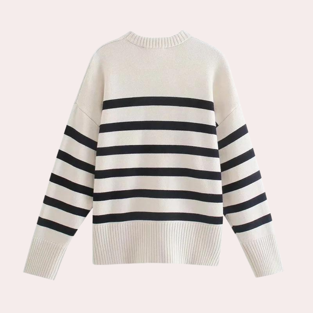 Lang stribet sweater med bund til kvinder