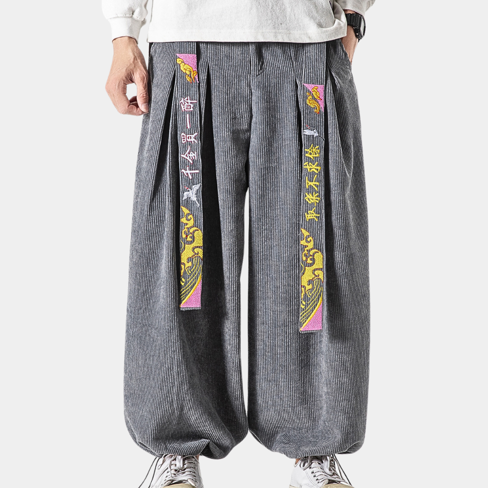 Trendy ribstrikkede bukser til mænd