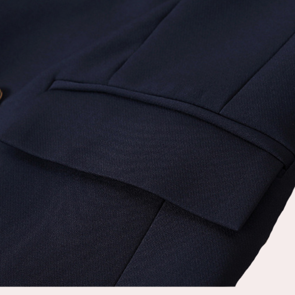 Dobbeltradet lang casual blazer til kvinder