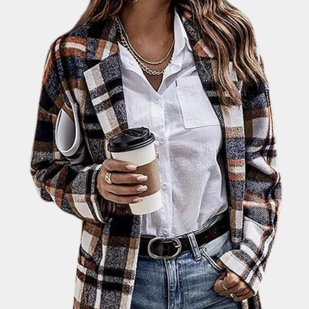 Overdimensioneret ternet langærmet frakke