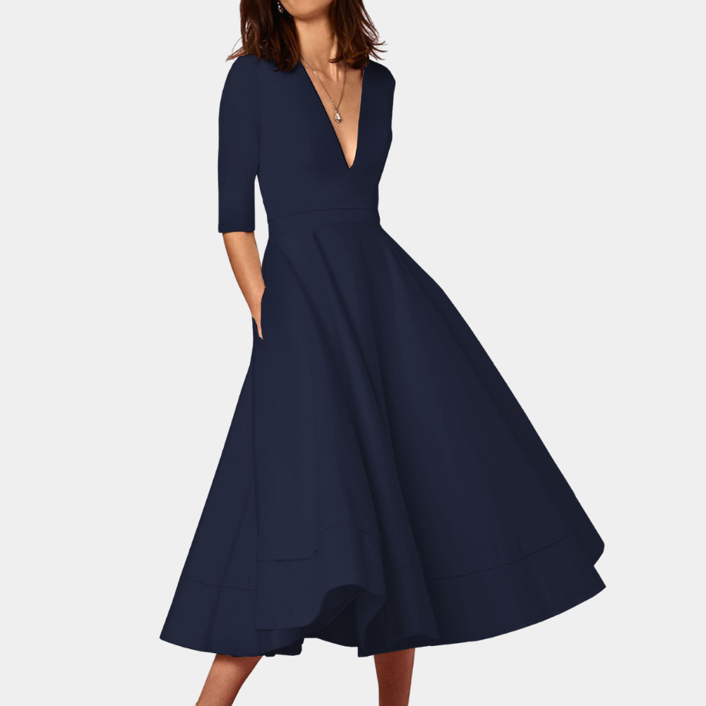 Elegant damekjole med v-udskæring