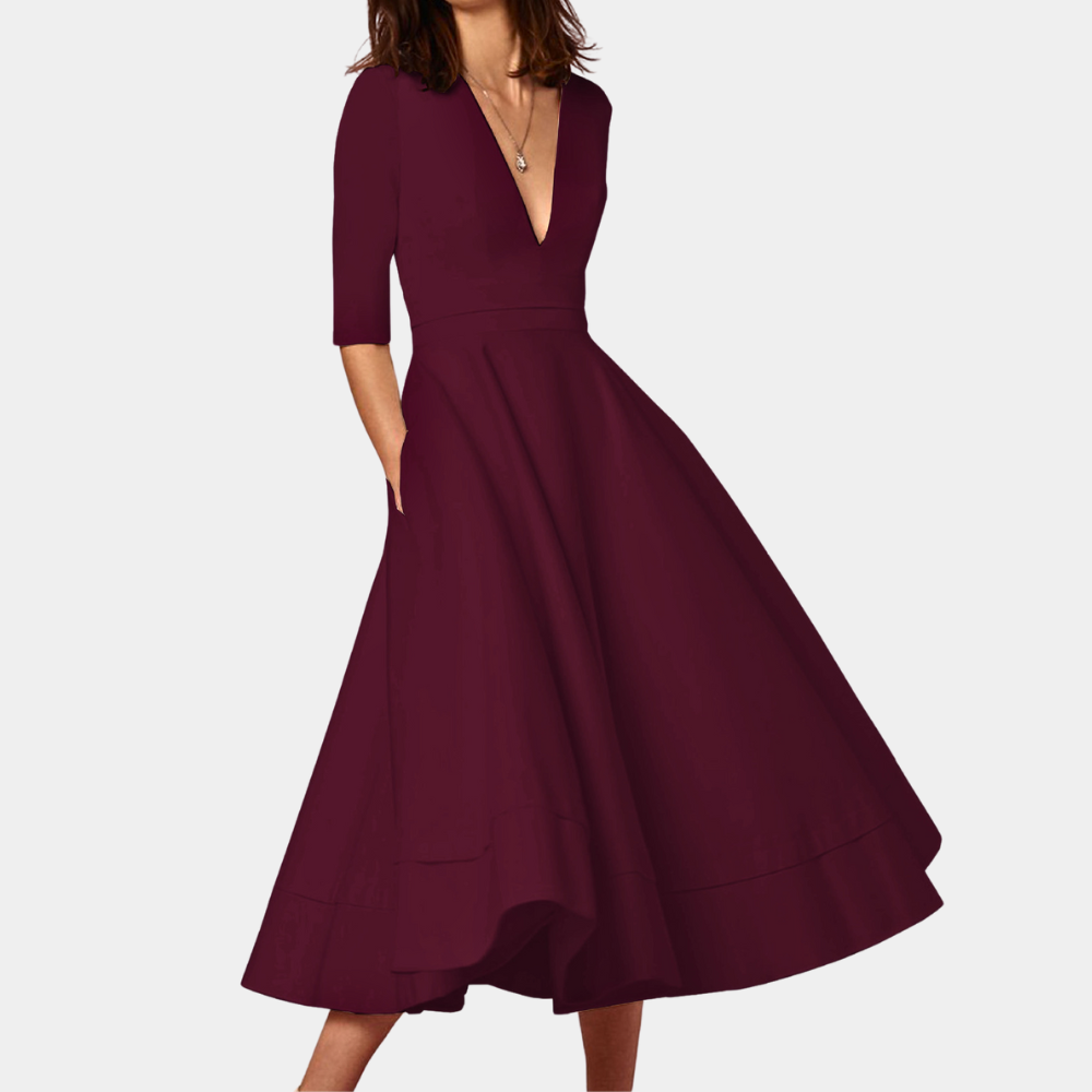 Elegant damekjole med v-udskæring
