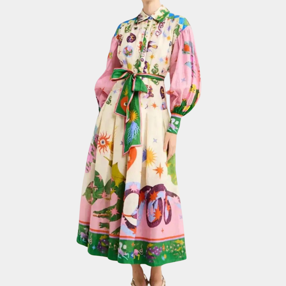 Elegant og farverig kjole til kvinder