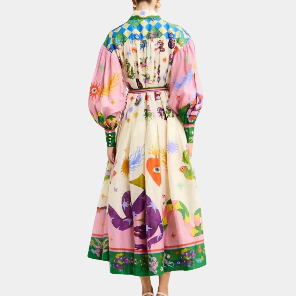 Elegant og farverig kjole til kvinder