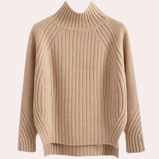 Chunky ribstrikket rullekravesweater